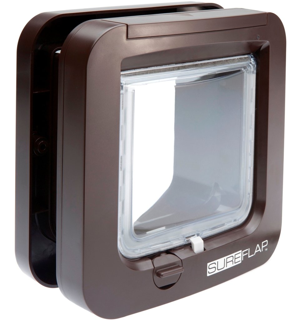 Sure Petcare SureFlap Microchip Cat Flap, RFID Collar Tags and Microchip Compatible, One-Button Control, Install in Doors, Windows and Walls, White, 4 x AA Batteries Required, Not Included