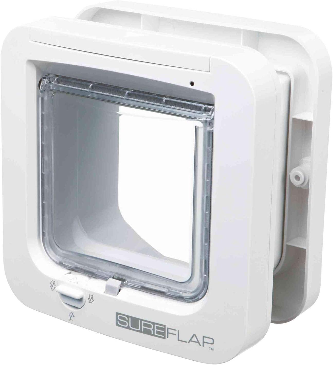 Sure Petcare SureFlap Microchip Cat Flap, RFID Collar Tags and Microchip Compatible, One-Button Control, Install in Doors, Windows and Walls, White, 4 x AA Batteries Required, Not Included